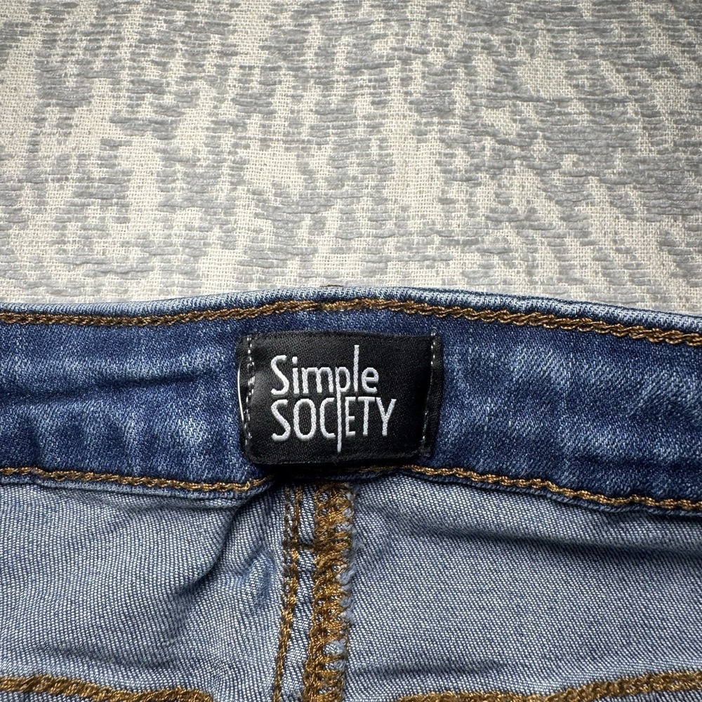 Simple Society Womens Distressed Blue Jeans Size 11/30 Skinny Straight Ripped - Picture 6 of 7